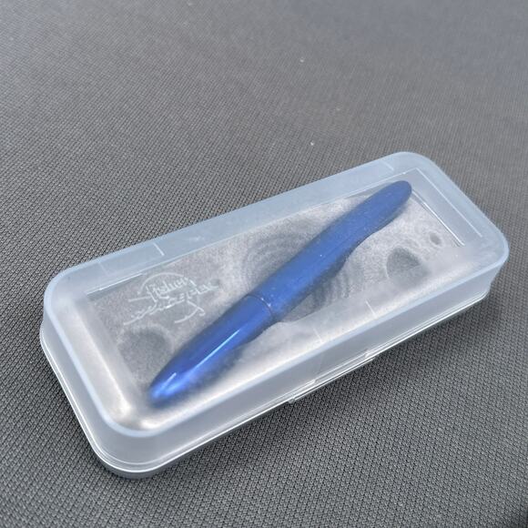 Fisher Space Pen Bullet Ballpoint Pen Blue Chrome Tested w/ Case NASA Astronaut - Picture 11 of 16